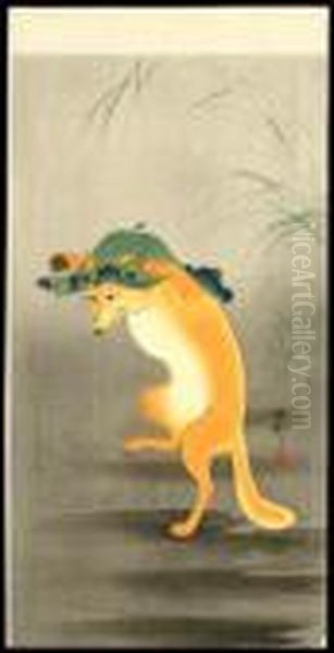 Dancing Fox Oil Painting by Ohara Koson