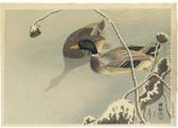 Mallard Ducks Oil Painting by Ohara Koson