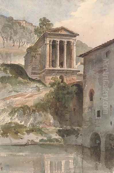 The Temple of Clitumnus, Umbria Oil Painting by Harriet Cheney