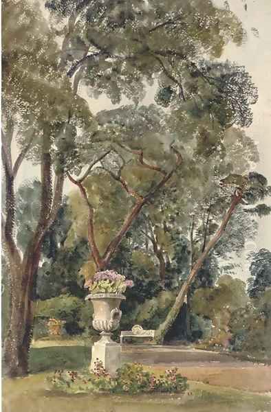 A classical urn in the garden of Down Hall, Essex Oil Painting by Harriet Cheney