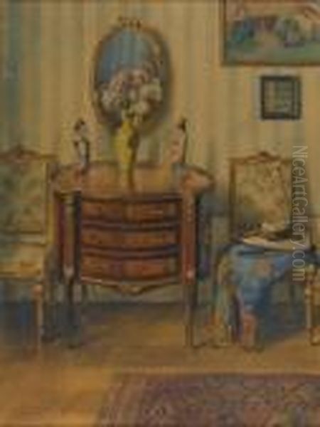 Room's Interior Oil Painting by Jeno, Eugene Koszkol