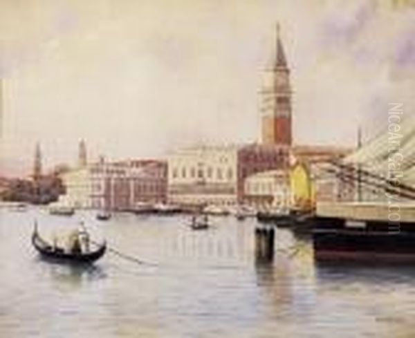 Venice From The Sea Oil Painting by Jeno, Eugene Koszkol