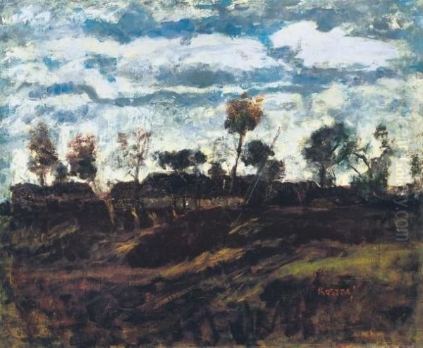 Landscape With Clouds Oil Painting by Jozsef Koszta