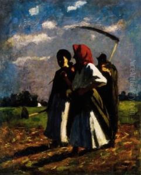 On The Field, About 1910 Oil Painting by Jozsef Koszta