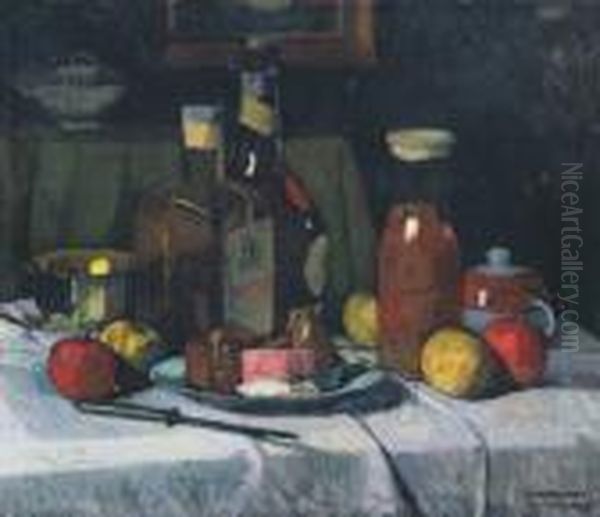 Still-life With Fruit Oil Painting by Gyula Kosztolanyi Kann