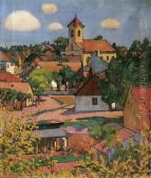 Town Oil Painting by Gyula Kosztolanyi Kann