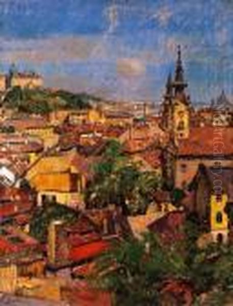 View Of Taban Oil Painting by Gyula Kosztolanyi Kann