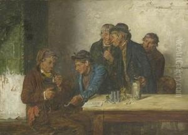 Bauerlicher Disput. Oil Painting by G. Hugo Kotschenreiter