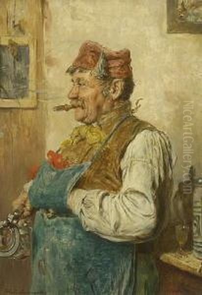 Der Zufriedene Wirt. Oil Painting by G. Hugo Kotschenreiter