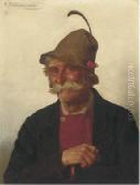 Portrait Of A Man With A Pipe Oil Painting by G. Hugo Kotschenreiter