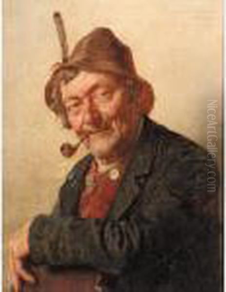 The Pipe Smoker Oil Painting by G. Hugo Kotschenreiter