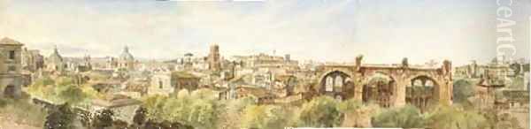 A panoramic view of the Farnesina and the city of Rome Oil Painting by Harriet Cheney