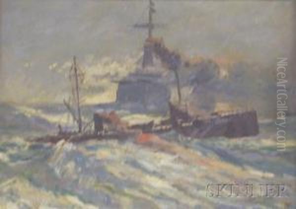 Marine Scene Oil Painting by Laszlo Kezdi Kovacs