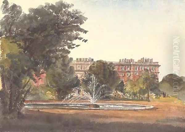 The fountain at Hampton Court Palace Oil Painting by Harriet Cheney