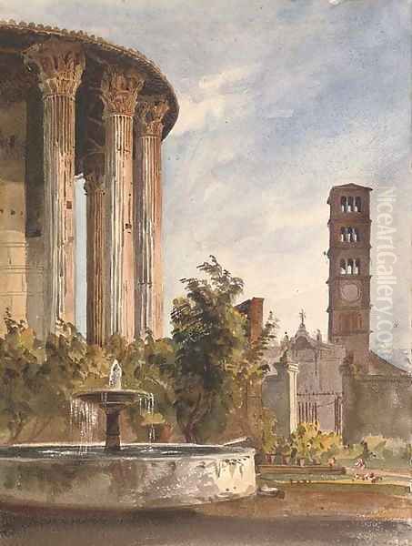 The gardens of the Palazzo Cenci-Bolognetti, Rome Oil Painting by Harriet Cheney