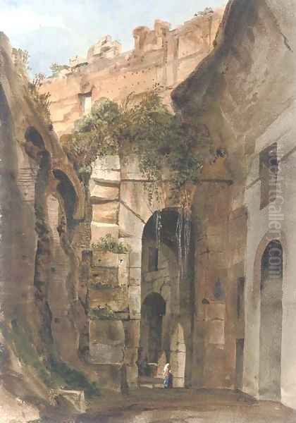 A figure in the interior of the Colosseum, Rome Oil Painting by Harriet Cheney