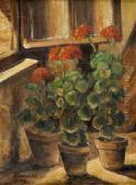 Pelargonie Oil Painting by Leon Kowalski