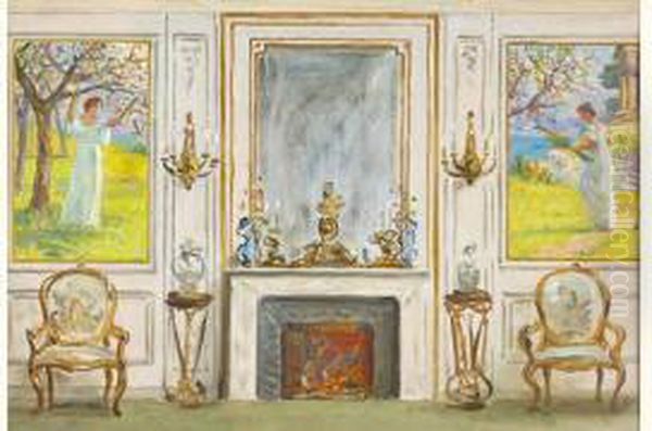 Scene D'interieur : Projet De Decoration Oil Painting by Leopold-Francois Kowalsky