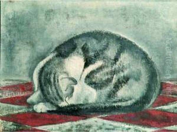 Chat Au Repos Oil Painting by Sei Koyanagui