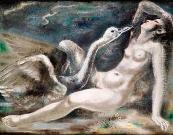 Leda Et Le Cygne, Circa 1935 Oil Painting by Sei Koyanagui