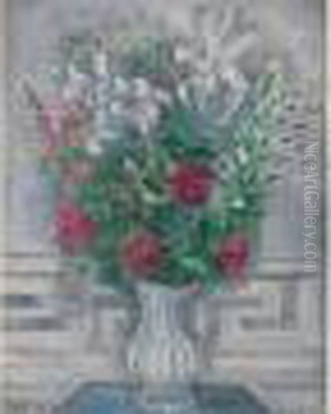 Bouquet De Fleurs Dans Un Vase Oil Painting by Sei Koyanagui