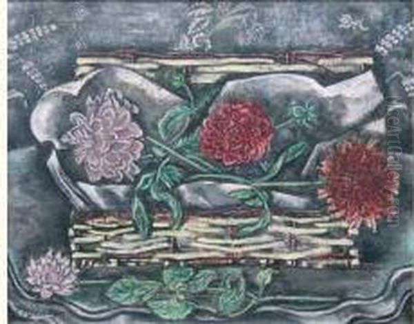 Fleurs Dans Un Panier Oil Painting by Sei Koyanagui