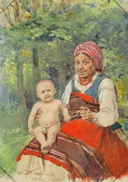 Babunia Oil Painting by Anton Kozakiewicz