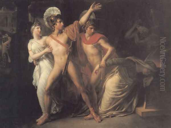 Castor and Polux Delivering Helen Oil Painting by Amable Paul Coutan