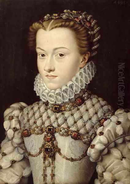 Portrait of Elisabeth of Austria (1554-92) 1571 Oil Painting by Francois Clouet