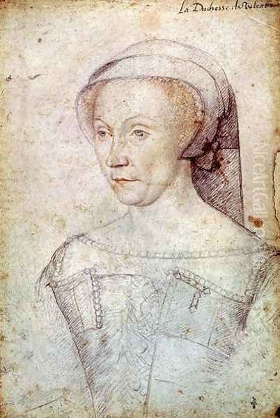 Diane de Poitiers (1499-1566) Duchess of Valentinois, c.1555 Oil Painting by Francois Clouet