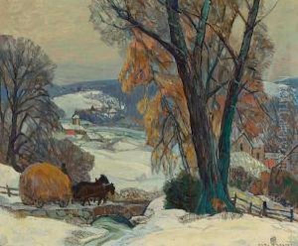 Winter Oil Painting by Carl Rudolph Krafft