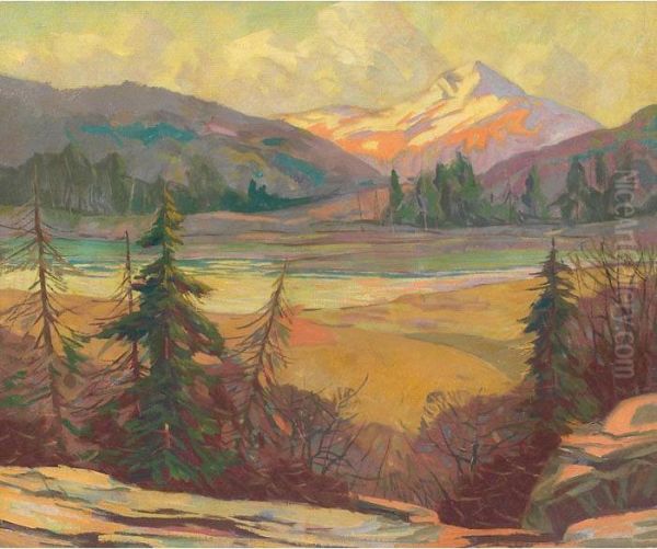 Across The Valley Oil Painting by Carl Rudolph Krafft