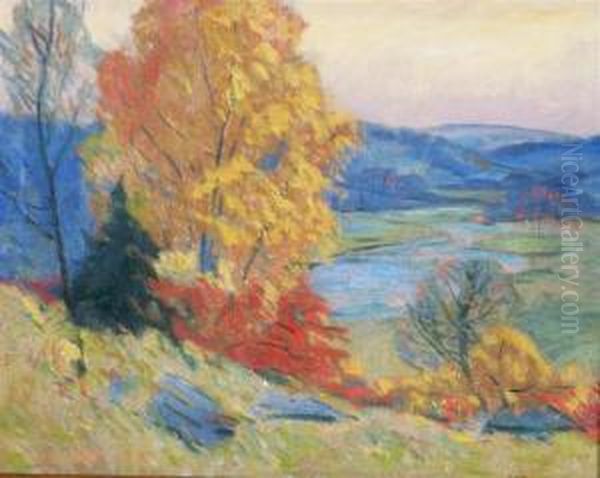 Autumn Color Oil Painting by Carl Rudolph Krafft