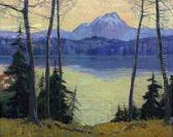 Landscape With Mountain And Lake Oil Painting by Carl Rudolph Krafft