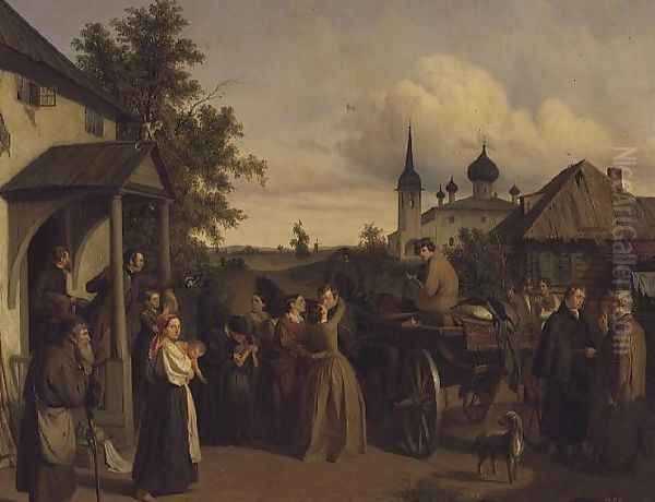 The Departure, 1850 Oil Painting by Aleksei Filippovich Chernyshev