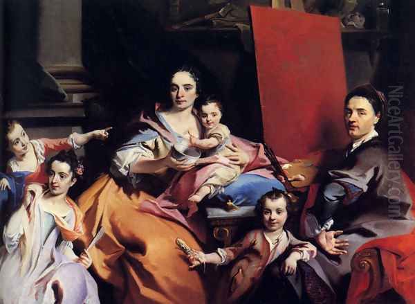 Self-Portrait With The Family Oil Painting by Carlo Innocenzo Carloni