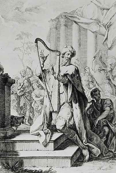 King David Playing the Lyre Oil Painting by Giuseppe Camerata