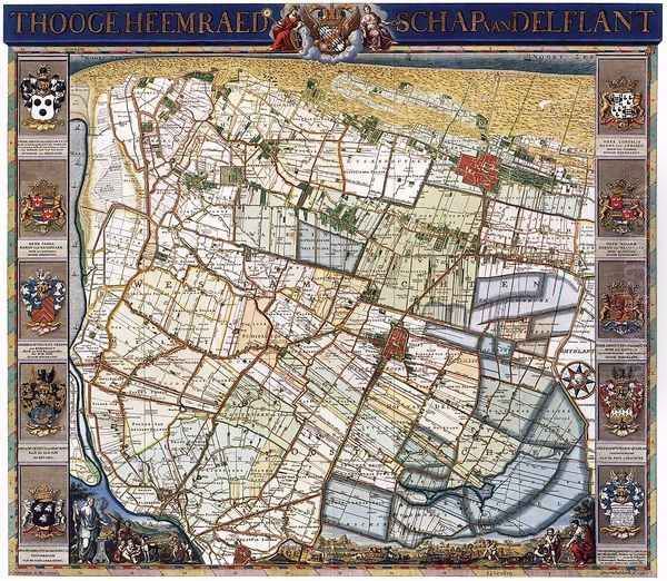 Map of Delfland 1750 Oil Painting by Nicolaas Samuel Cruquius