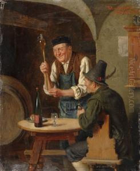 Die Weinprobe. Oil Painting by Peter I Kramer