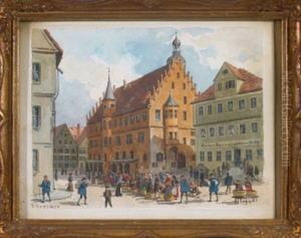 Markttag In Fussen Oil Painting by Peter I Kramer