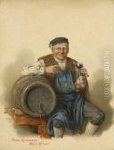 Ein Guter Tropfen -
 Weinprobe. Oil Painting by Peter I Kramer