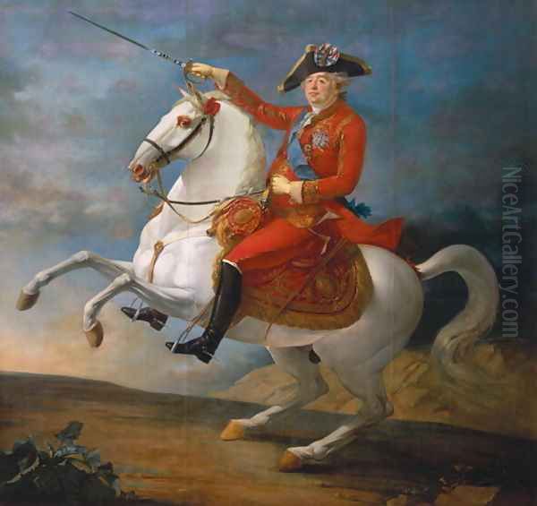 Equestrian Portrait of Louis XVI (1754-93) 1791 Oil Painting by Jean-Baptiste Francois Carteaux