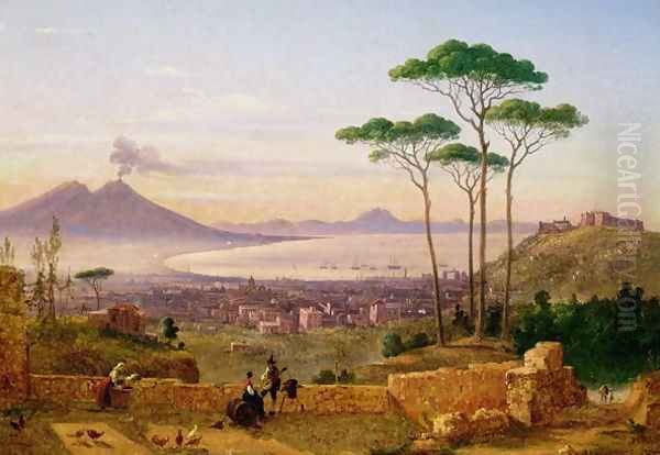 Bay of Naples Oil Painting by Andrea da Crescio