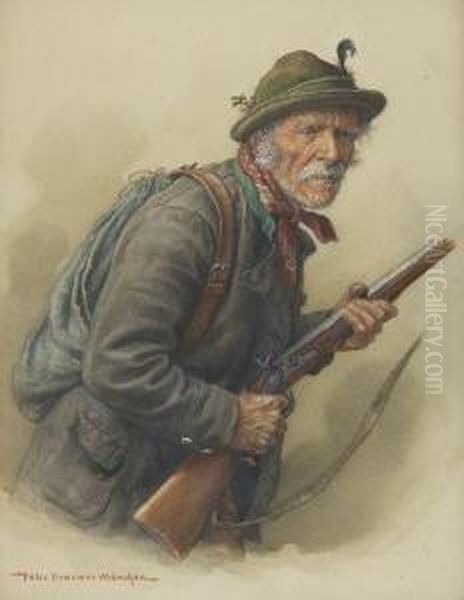 Bauer Mit Pfeife - Bauer Mit
 Gewehr. Oil Painting by Peter I Kramer