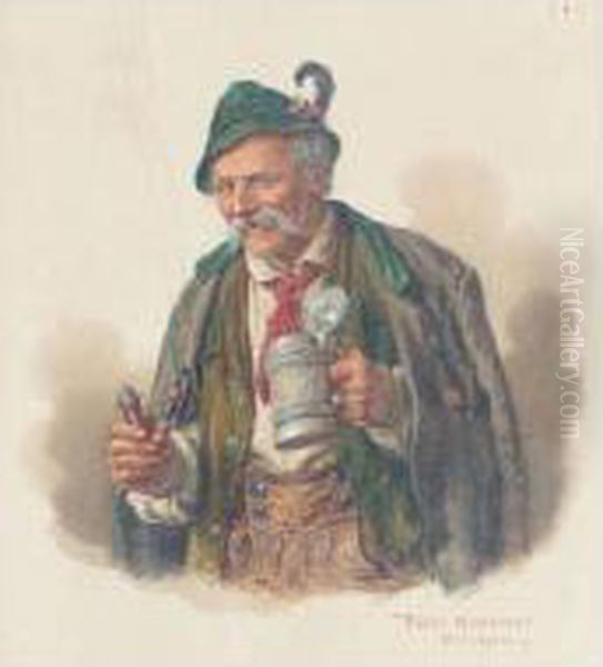 The Happy Drinker Oil Painting by Peter I Kramer