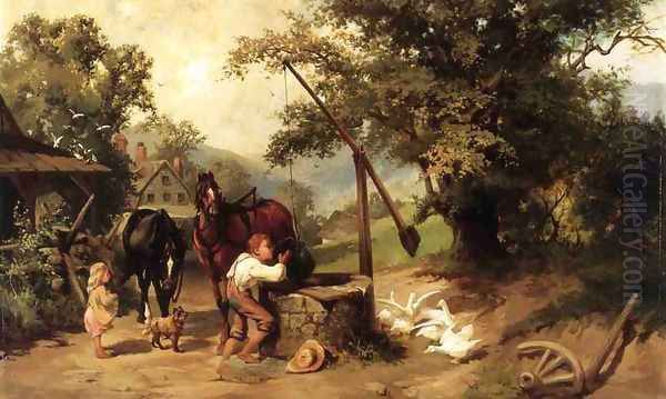 At the Well Oil Painting by Henry T. Cariss