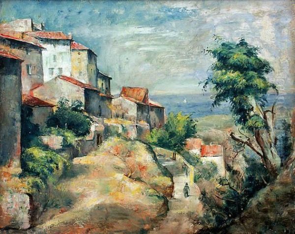 Pejzaz Z Collioure Oil Painting by Roman Kramsztyk