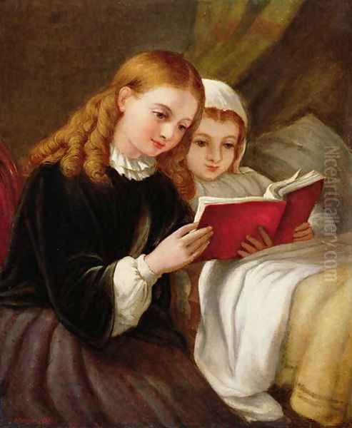 Bedtime Story Oil Painting by Charles Compton