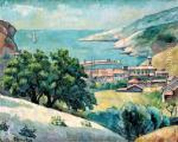 Miasteczko Nad Zatoka (pejzaz Z Prowansji), Ok. 1914 R. Oil Painting by Roman Kramsztyk