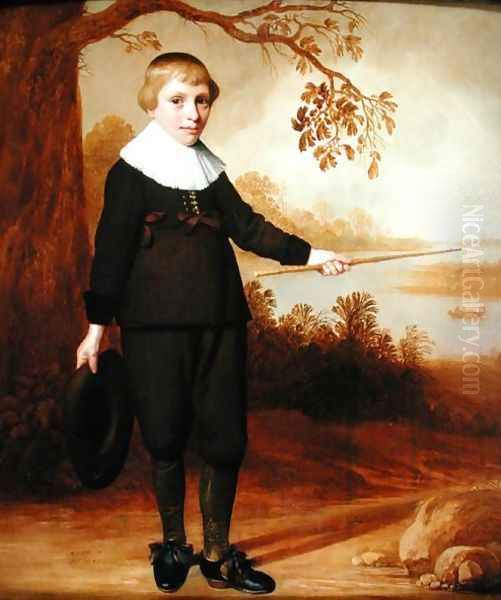 Portrait of a Seven-year old Boy in a River Landscape 1640 Oil Painting by Henry I Cooke